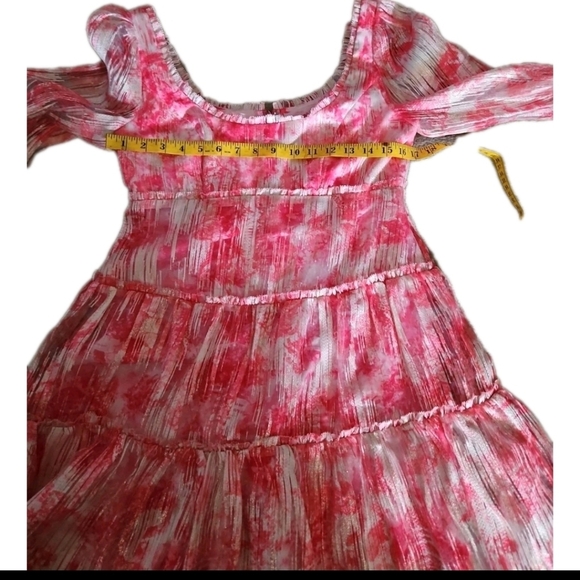 Marchesa Notte Womens Pink Gathered Metallic Fil Coupé Organza Mini Dress 4 - Picture 15 of 16